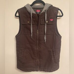 Wrangler‎ Workwear utility Brown Vest with Gray Hood size small